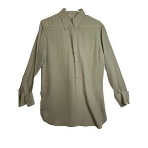 Ann Taylor 100% Silk Button Up Collared Cuff Links‎ Size 4